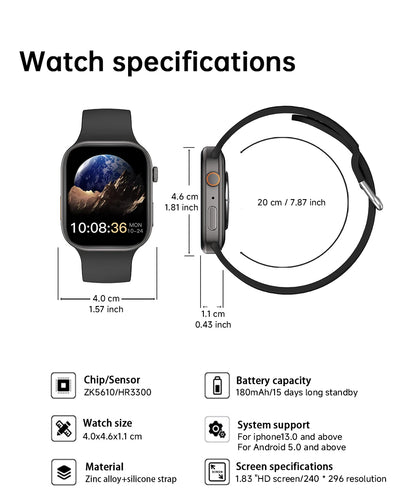 2026 Smart Watch 1.83" HD Screen Bluetooth Call Heart Rate Monitoring 120+ Sports Modes Waterproof for Men Woman Smartwatch Gift NovaCart