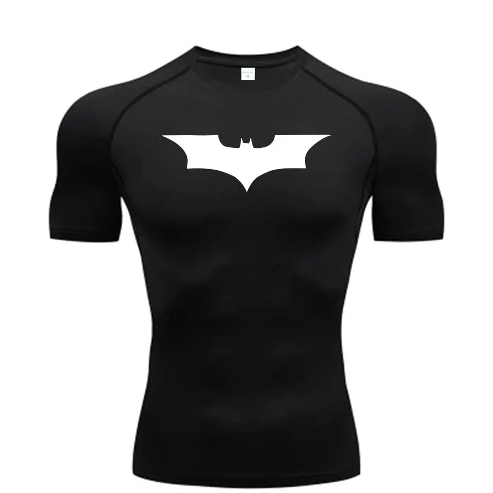 Bat Printed Men's Tight T-Shirt Running Compression Compression T Shirt Gym Fitness Jogging Short Sleeve Male Casual Shirt Tops NovaCart