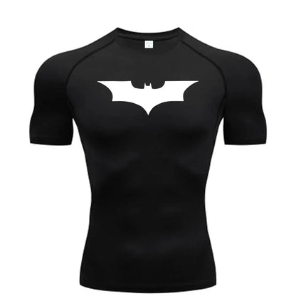 Bat Printed Men's Tight T-Shirt Running Compression Compression T Shirt Gym Fitness Jogging Short Sleeve Male Casual Shirt Tops NovaCart