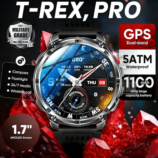 2026 New T-Rex3 Pro 1100mAh Battery Smart Watch GPS path 5ATM Waterproof Sports Run tracker Outdoors Compass Military Smartwatch NovaCart