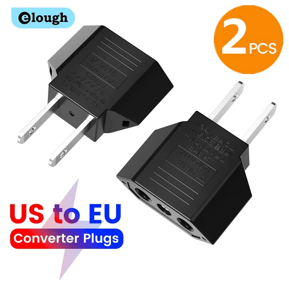 Elough 4.0mm US To EU Converter Plugs European EU To US America Travel Plug Adapter US to EU Power Adapter Electrical Plug Pi-Mart