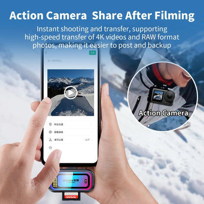 Unnlink SD & Micro SD 4.0 Card Reader UHS-II, USB-C to SD TF Memory Card Adapter for Mac iPhone 16/17 to Drone Action Camera Pi-Mart