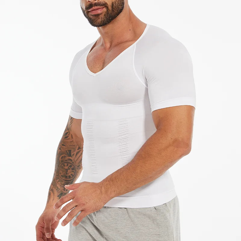 Men's Body Shaper Slimming Shirt Tummy Control Vest Compression Base Layer Slim Muscle Short Sleeve Shapewear NovaCart