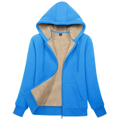 Sherpa-Lined Fleece Zip-Up Hoodie Jacket Women FitiqueFit