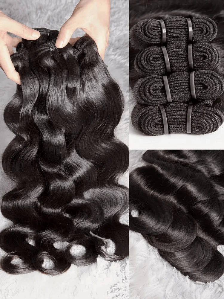 42 Inch Body Wave Bundles Human Hair Natural Black Brazilian Virgin Hair Weave 12A 100% Unprocessed Real Human Hair Extensisons NovaCart