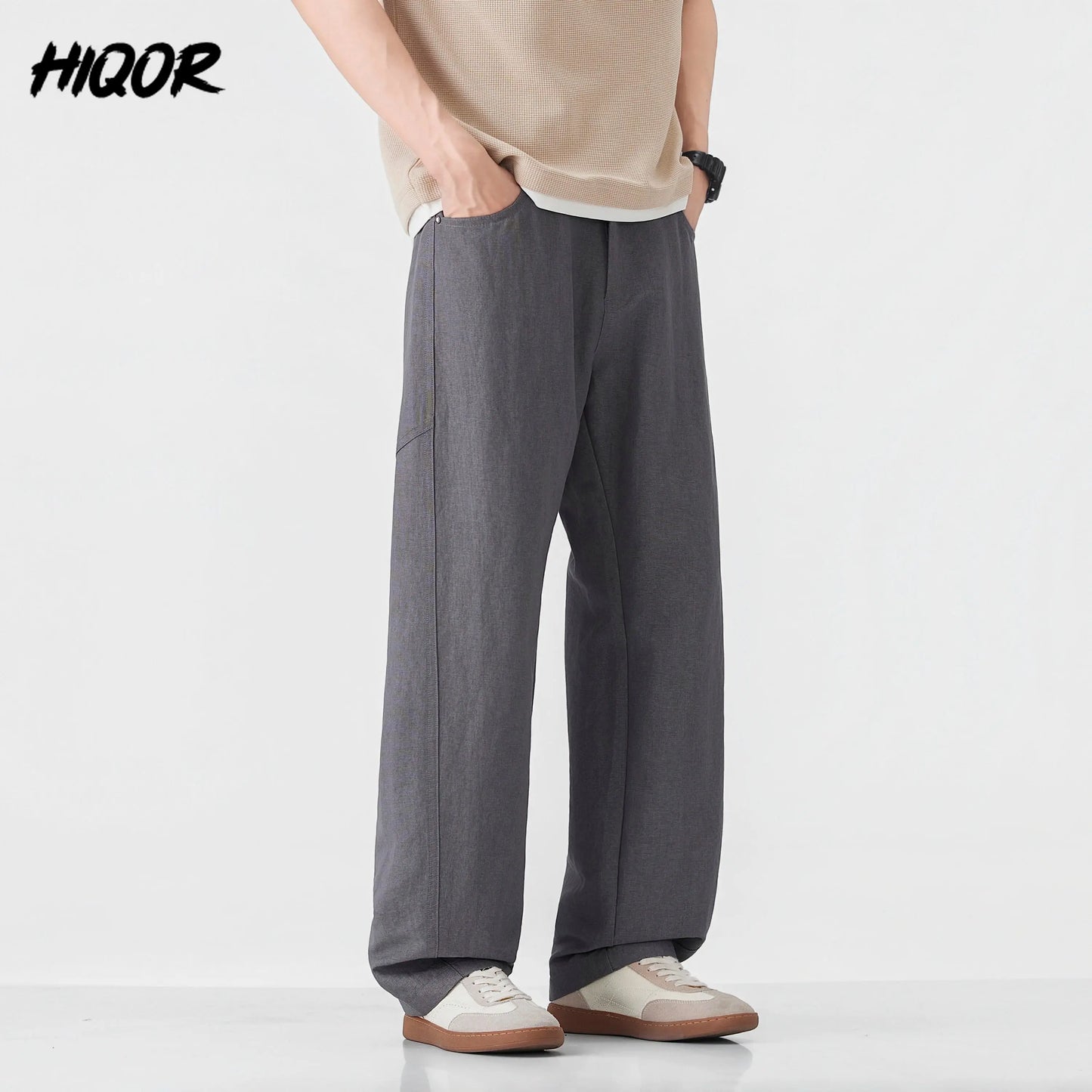 HIQOR Spring Men's American Retro Casual Pants Man Summer Sweatpants Joggers Track Pants Fashion Casual Loose Wide Leg Trousers NovaCart
