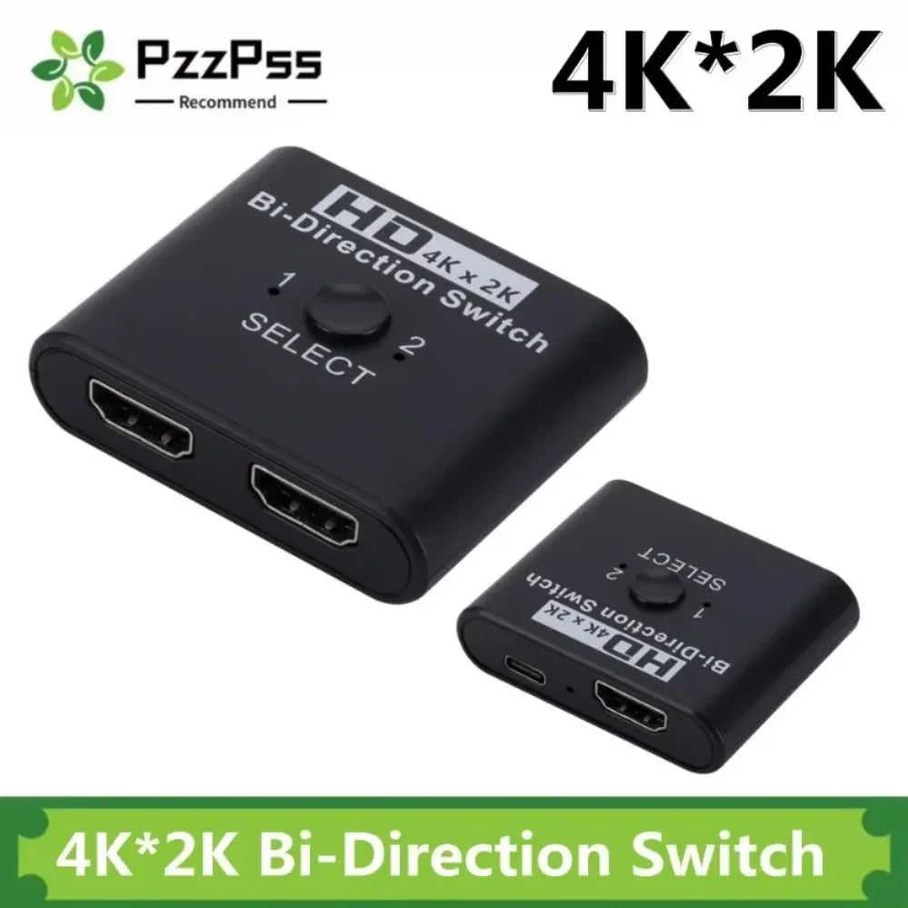 2 Ports Bi-Direction HDMI-compatible Video Switcher High Speed 4K 60Hz HDMI Splitter 2 in 1 out HDMI Switch 1x2/2x1 HUB Adapter Pi-Mart