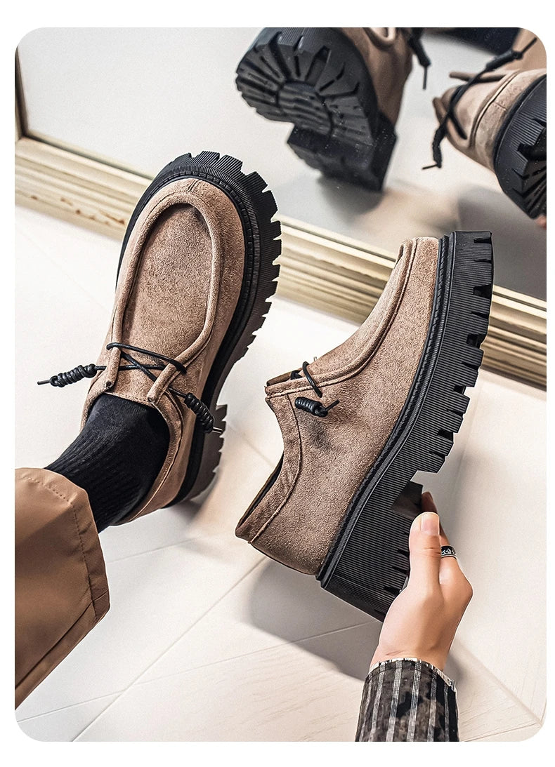 Men's Shoes 2025 Autumn New Style High-heel Thick-soled Loafers, Durable and Retro Casual Shoes, Everyday Street Trend Sneakers NovaCart