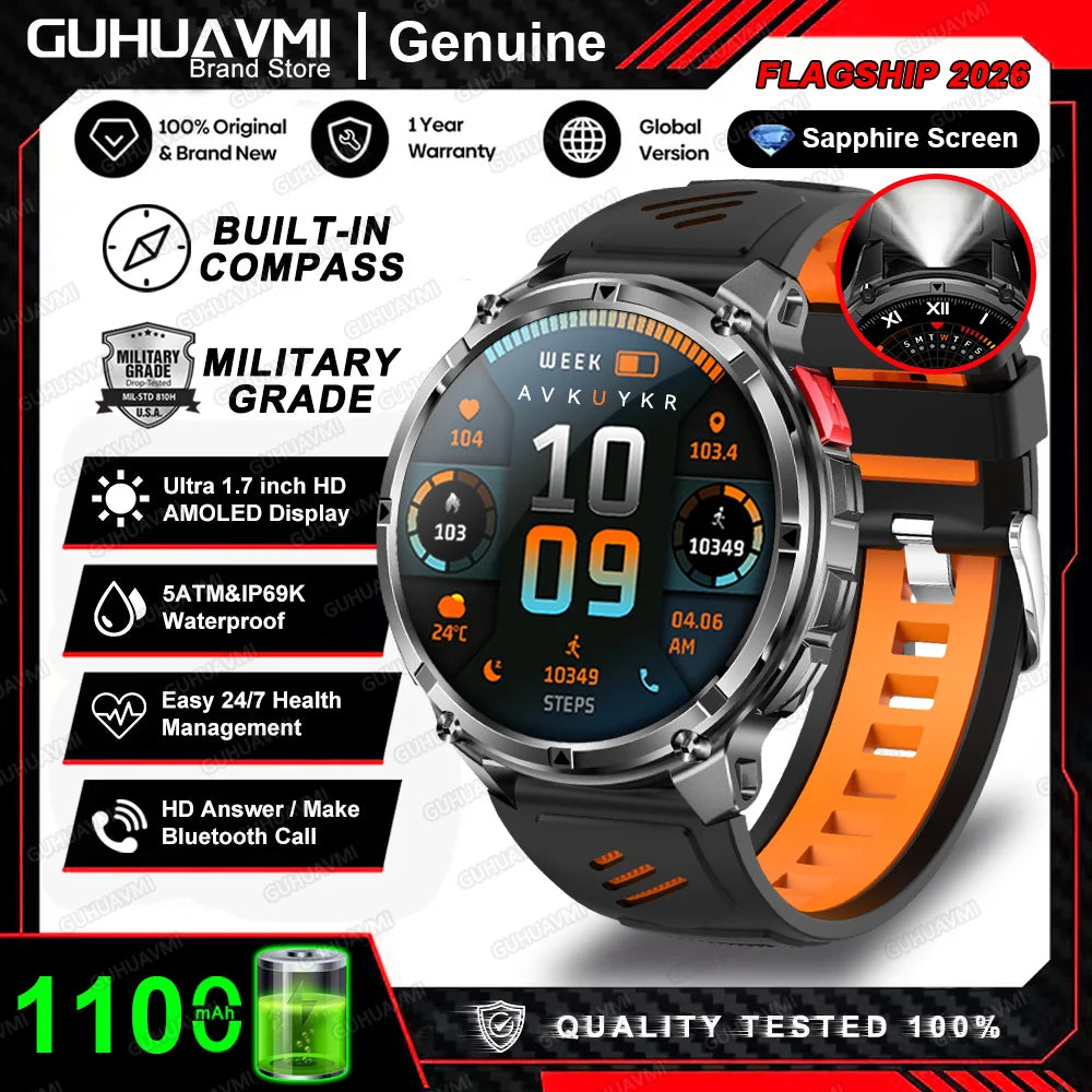 2026 New T-Rex3 Pro 1100mAh Battery Smart Watch GPS path 5ATM Waterproof Sports Run tracker Outdoors Compass Military Smartwatch NovaCart