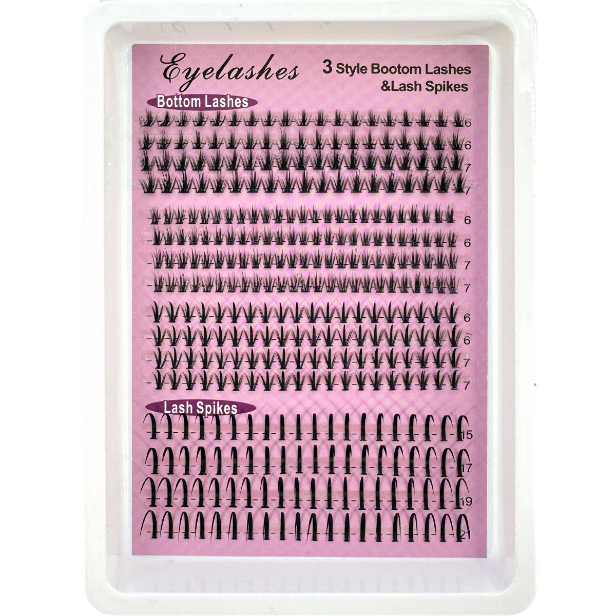 16Rows Bottom Lashes(6-7mm) and Spikes(15-21mm) Mix DIY Eyelash Extension Wispy Individual Lash Spikes Clusters DIY Lashes Tools NovaCart