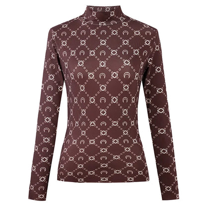Woman Clothes Korean Moon Print Long Sleeve T-Shirt Fashion Casual Layered Sun Protection Top Ice Silk Basic Tee Spring Autumn NovaCart