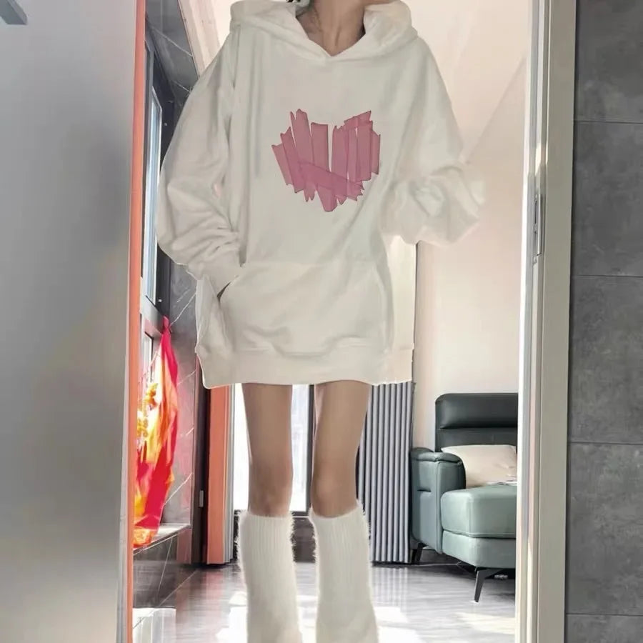 Hooded Cute Hoodies Womens Clothes Sherpa Abstract Lettering Youthwear Ribbed Hem Autunm Reducing Age Washable Apparel Sherpa NovaCart