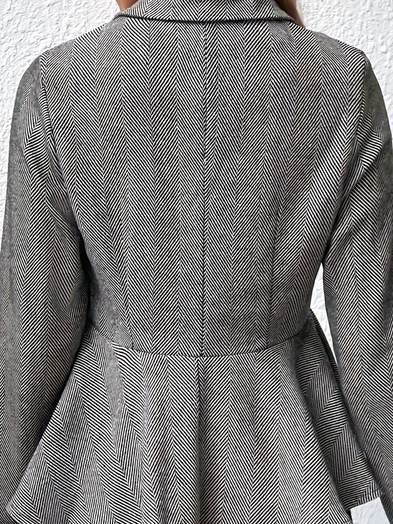 Women’s Plus-Size Solid Color Peplum Jacket – Casual Outerwear FitiqueFit
