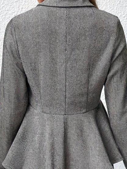 Women’s Plus-Size Solid Color Peplum Jacket – Casual Outerwear FitiqueFit