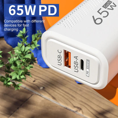65W GaN Fast Charging USB Type C Charger US/EU Plug PD 3.0 Quick Charge Wall Charger For Phone Adapter For iPhone Huawei Samsung Pi-Mart