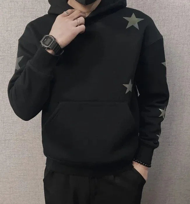 Hoodies Graphic Sweatshirt for Men Black Hip Hop Male Clothes Loose Luxury Aesthetic Emo 90s Vintage Simple Winter S Warm Hooded NovaCart
