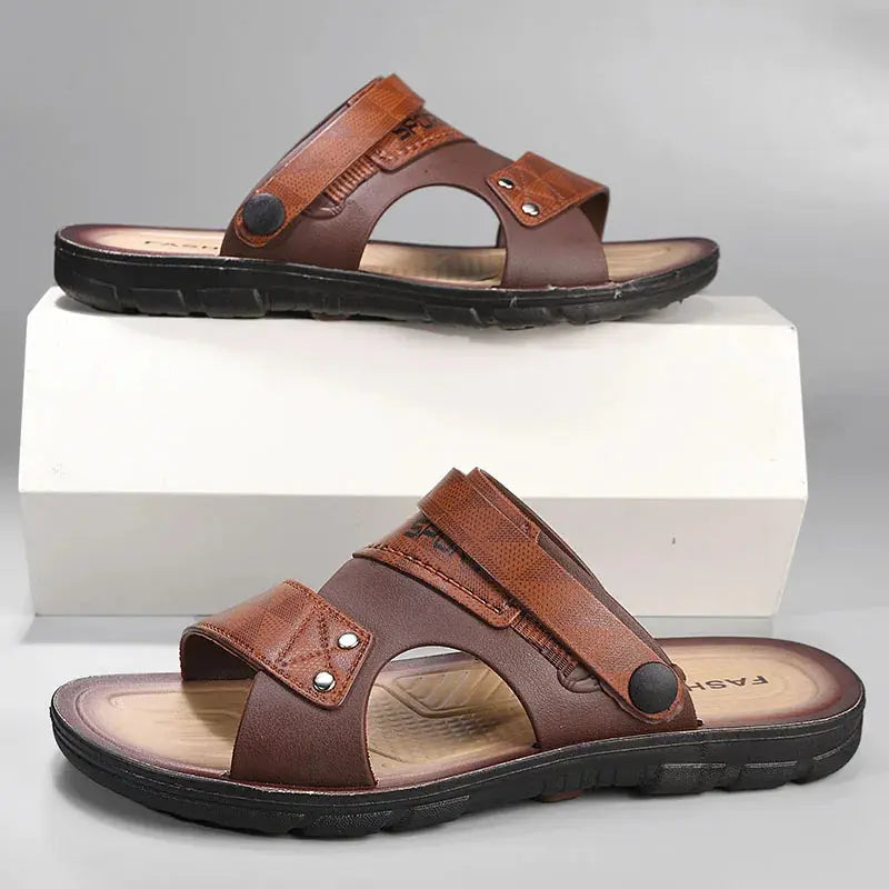 Leather Sandals For Men Summer Fashion Beach Shoes Male Trend Men's Casual Slippers Non-slip Open-toe Sandals Shoes Male NovaCart