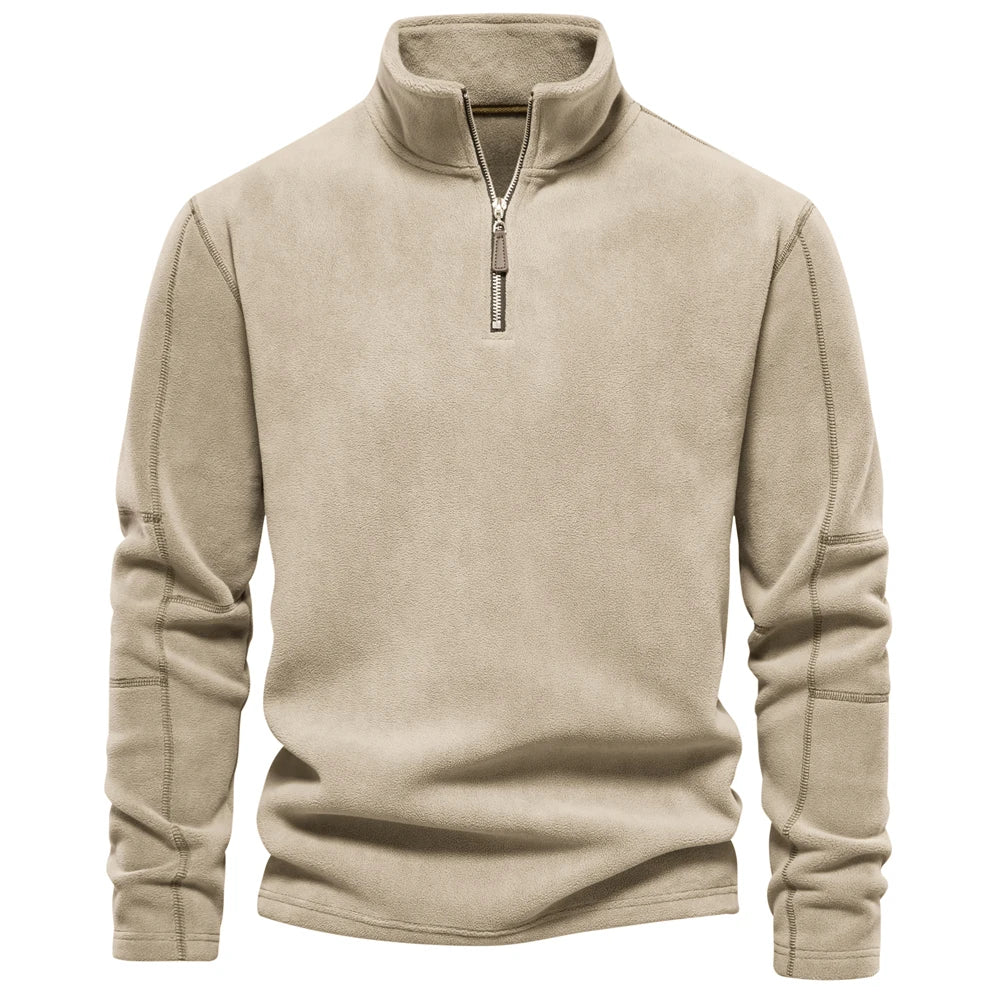 AIOPESON Brand Quality Thicken Warm Fleece Jacket for Men Zipper Neck Pullover Men's Sweatshirt Soft Shell Mens Jacket NovaCart
