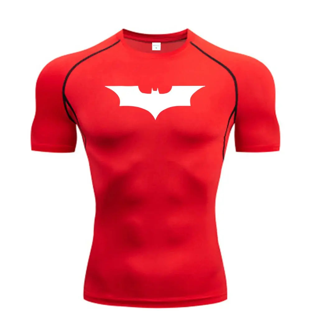 Bat Printed Men's Tight T-Shirt Running Compression Compression T Shirt Gym Fitness Jogging Short Sleeve Male Casual Shirt Tops NovaCart