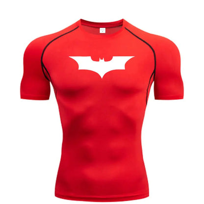 Bat Printed Men's Tight T-Shirt Running Compression Compression T Shirt Gym Fitness Jogging Short Sleeve Male Casual Shirt Tops NovaCart