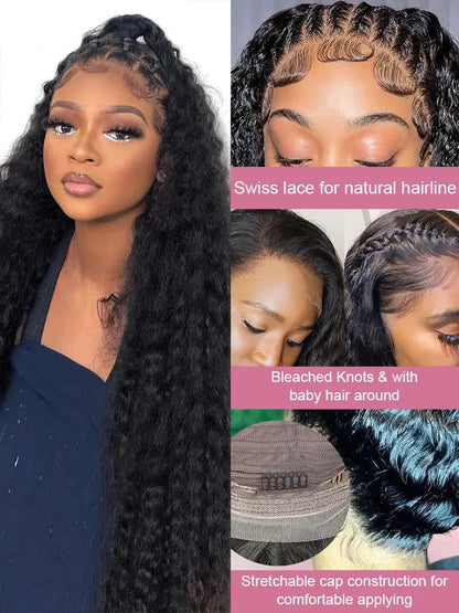 40 50 Inch HD 13x6 Deep Wave Lace Frontal Wigs Brazilian 13x4 Water Wave Curly Lace Front Human Hair Wigs For Women 300 Density NovaCart