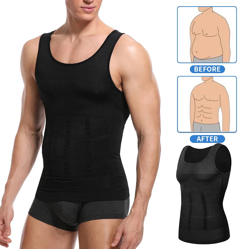 Men's Slimming Body Shapewear Posture Vest Tummy Abdomen Corrector Compression Body Modeling Fat Burner Chest Tummy Shirt Corset NovaCart