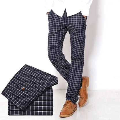 Checked pants for man Black Casual Pants Men Trousers Streetwear Mens linen Pants Slim Fit Male Plaid Pant men\'s Check Pants NovaCart