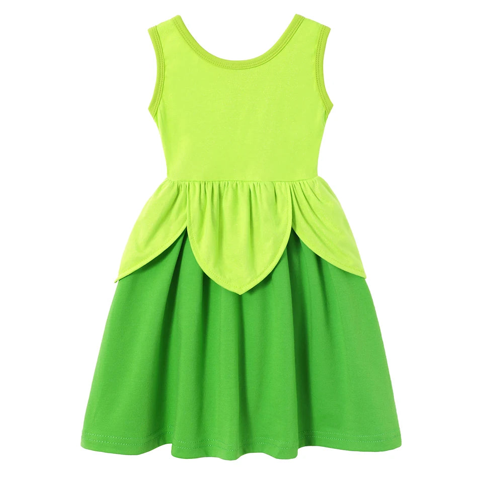Children's Casual Dress for Girls Mermaid Rapunzel Dress One-Shoulder Sling Short Sleeve Princess Costume Summer Casual Vest NovaCart