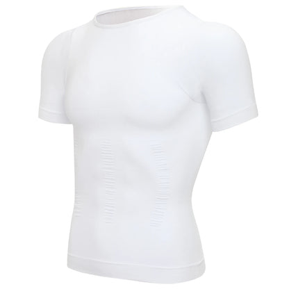 Men's Short Sleeve Compression T-Shirt V-neck Shapewear Tummy Control Flat Belly Tank Top Fitness Workout Slimming Body Shaper NovaCart