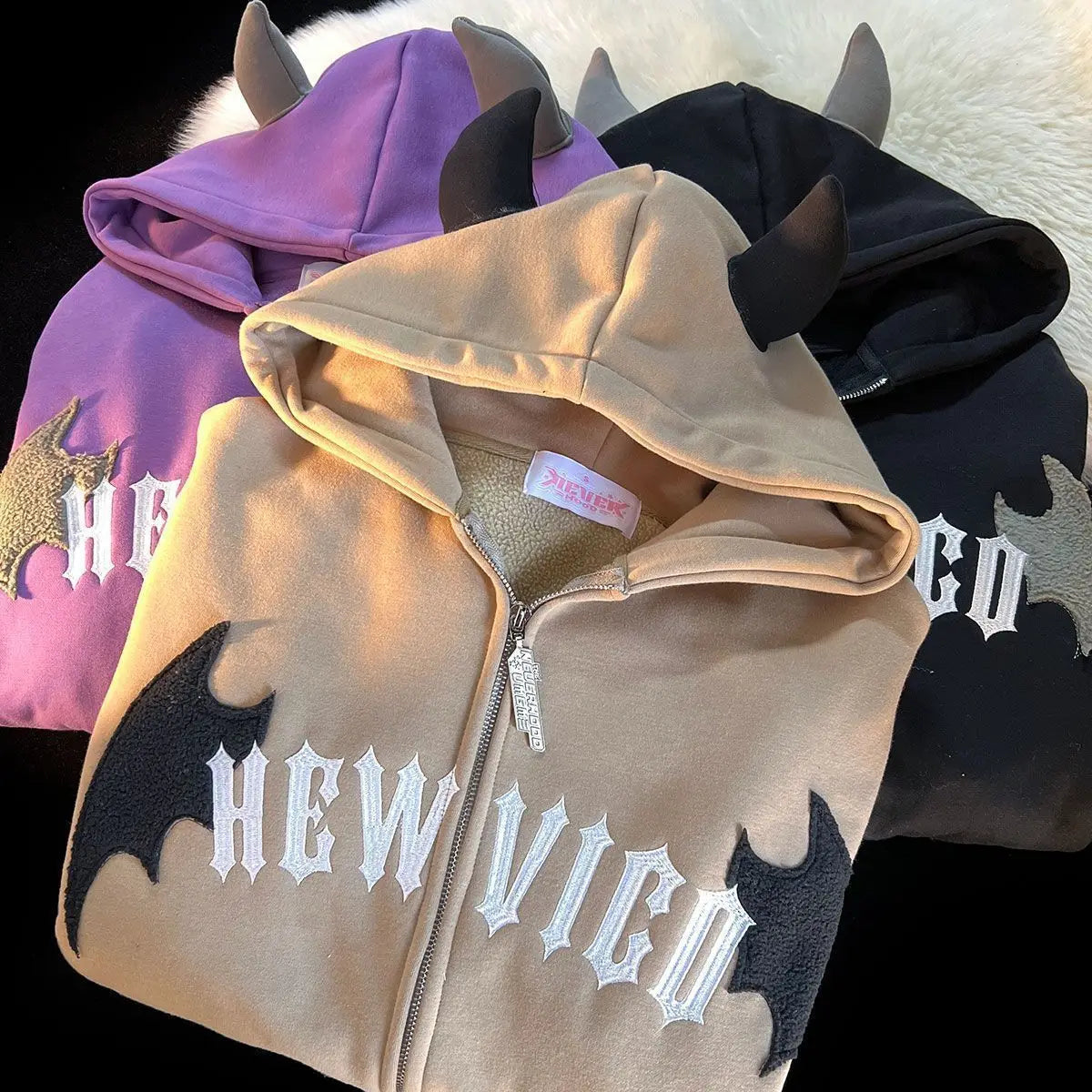 Hoodies Devil Women Men Dark Style Vintage Harajuku Hoody Zip Up Sweatshirt Hip Hop Streetwear Y2k Aesthetic Grunge Cardigan NovaCart