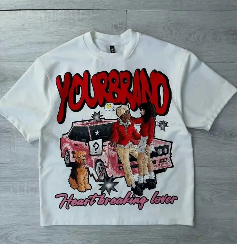 Y2k Harajuku Streetwear Men and Women Short Sleeved Fashion New Cartoon Print Design Shirt Retro Hip Hop Trend Oversized T-Shirt NovaCart