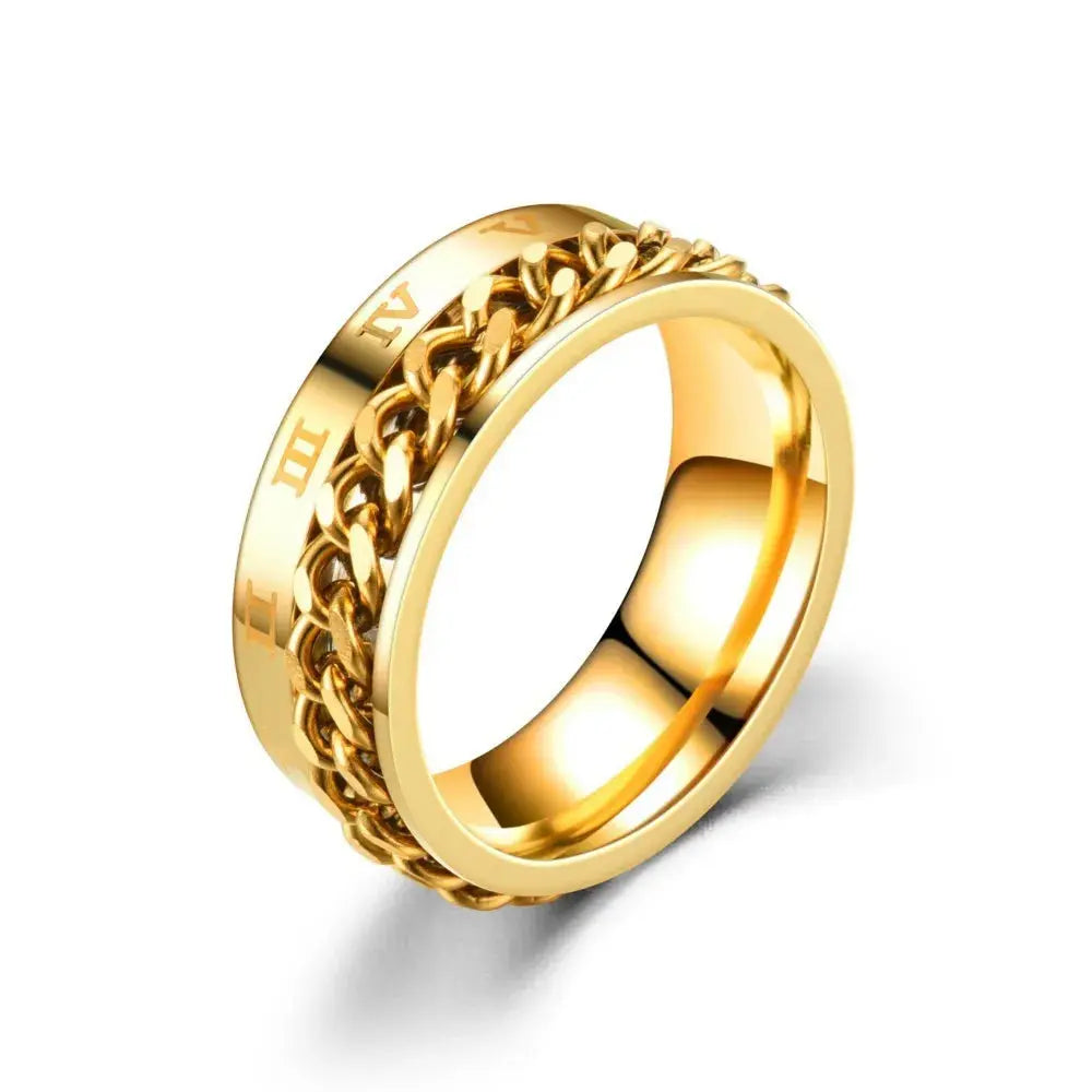 Spinning Anxiety Rings Free Shipping Items For Men Titanium Steel Rotatable Chain Fidget Joint Ring Jewelry Anillos De Hombres NovaCart