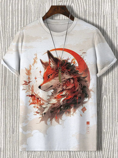 Samurai Cat Graphic T-Shirt – Japanese Style 3D Print Men's Tee FitiqueFit