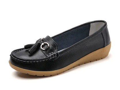 Women's Loafers White Shoes For Woman Genuine Leather Flats And Loafers Slip On Comfortable Woman Shoes Leather Women Moccasins NovaCart