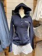 Gray Striped Waffle Hooded T-shirt Women Five  Button CottonSlim Long Sleeve Tee Shirt Casual Preppy Style Vintage Tshirt Y2k NovaCart