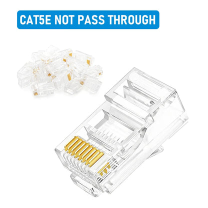 10/20/30/50Pcs Pass Through RJ45 Cat6/Cat5e Connectors Crystal End 8P8C Crimp UTP Standard Ethernet Network Modular Plug Pi-Mart