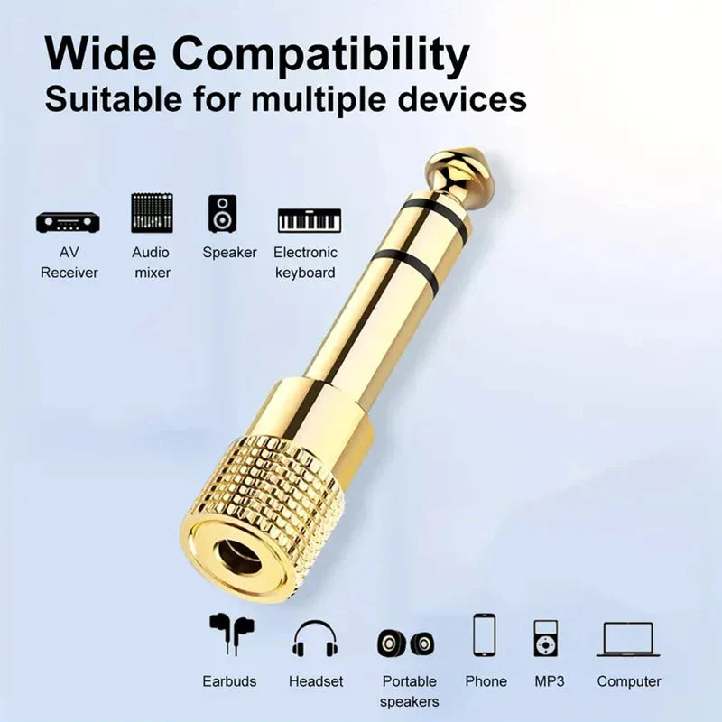 Jack 6.5 6.35mm Male Plug to 3.5mm Female Connector Gold Plating Headphone Microphone AUX Audio Plug Pi-Mart