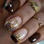 24Pcs Short Square Coffin False Nails Square Fake Nails with Glue French Glitter Wearable Acrylic Nails Set Press on Nail Tips NovaCart