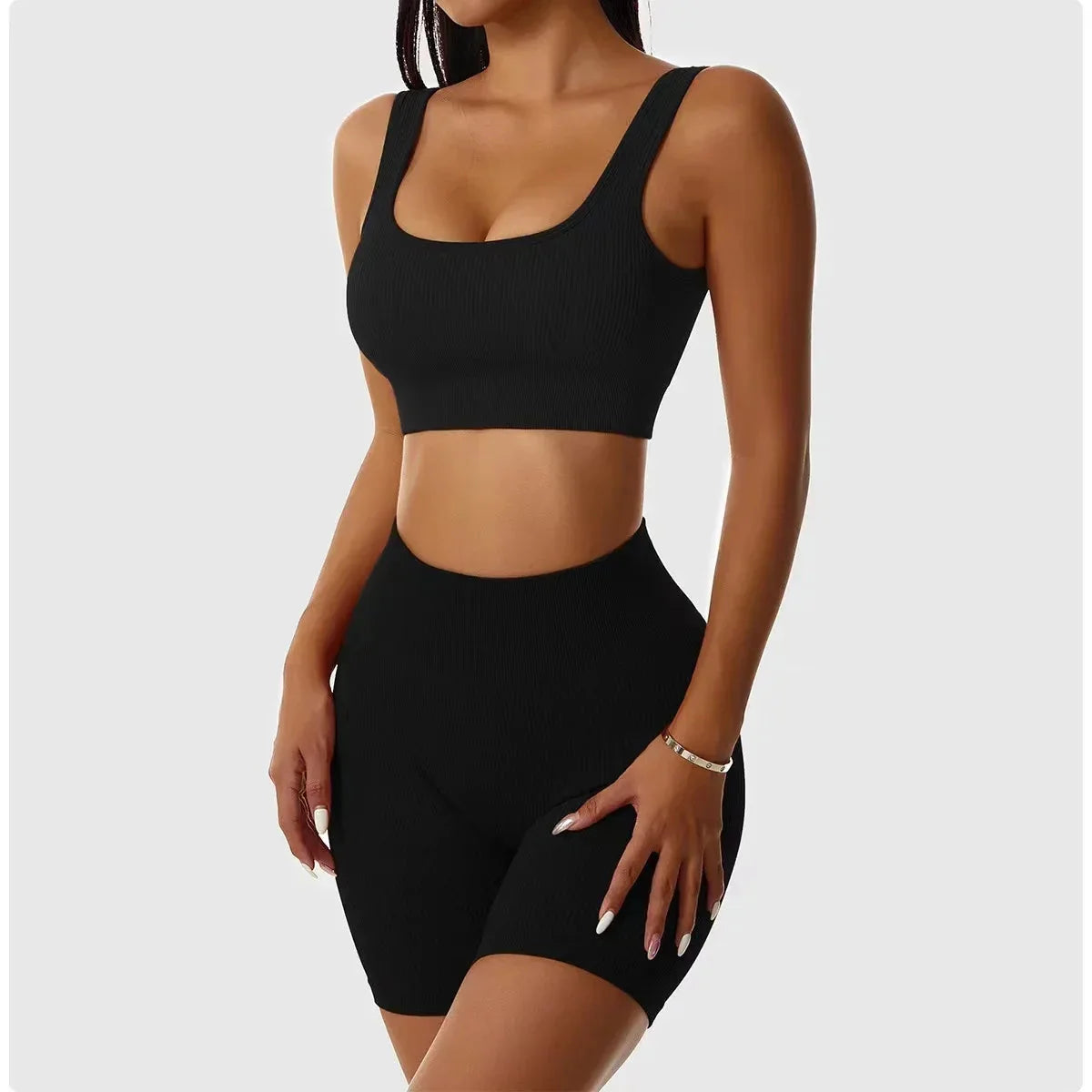 🖤 Ribbed Seamless Yoga Set FitiqueFit