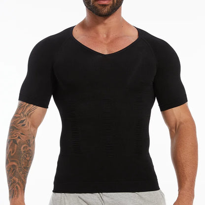 Men's Body Shaper Slimming Shirt Tummy Control Vest Compression Base Layer Slim Muscle Short Sleeve Shapewear NovaCart