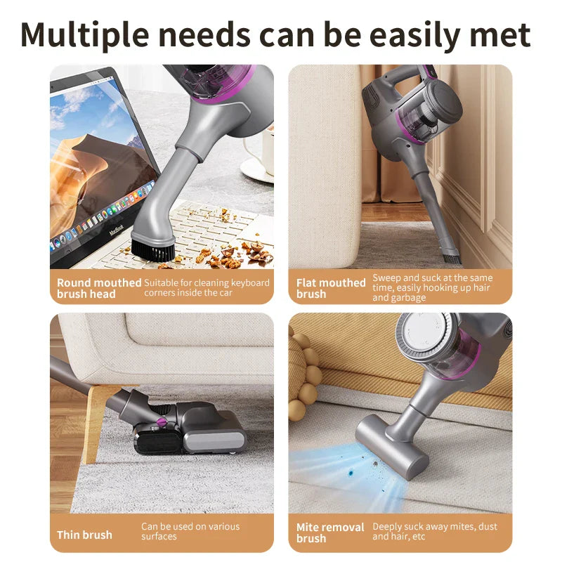 Cordless Vacuum Cleaner 15000Pa Strong Suction Stick Handheld 2 in 1 Lightweight for Carpet Hardwood Floor Pet Hair Car Cleaning Pi-Mart