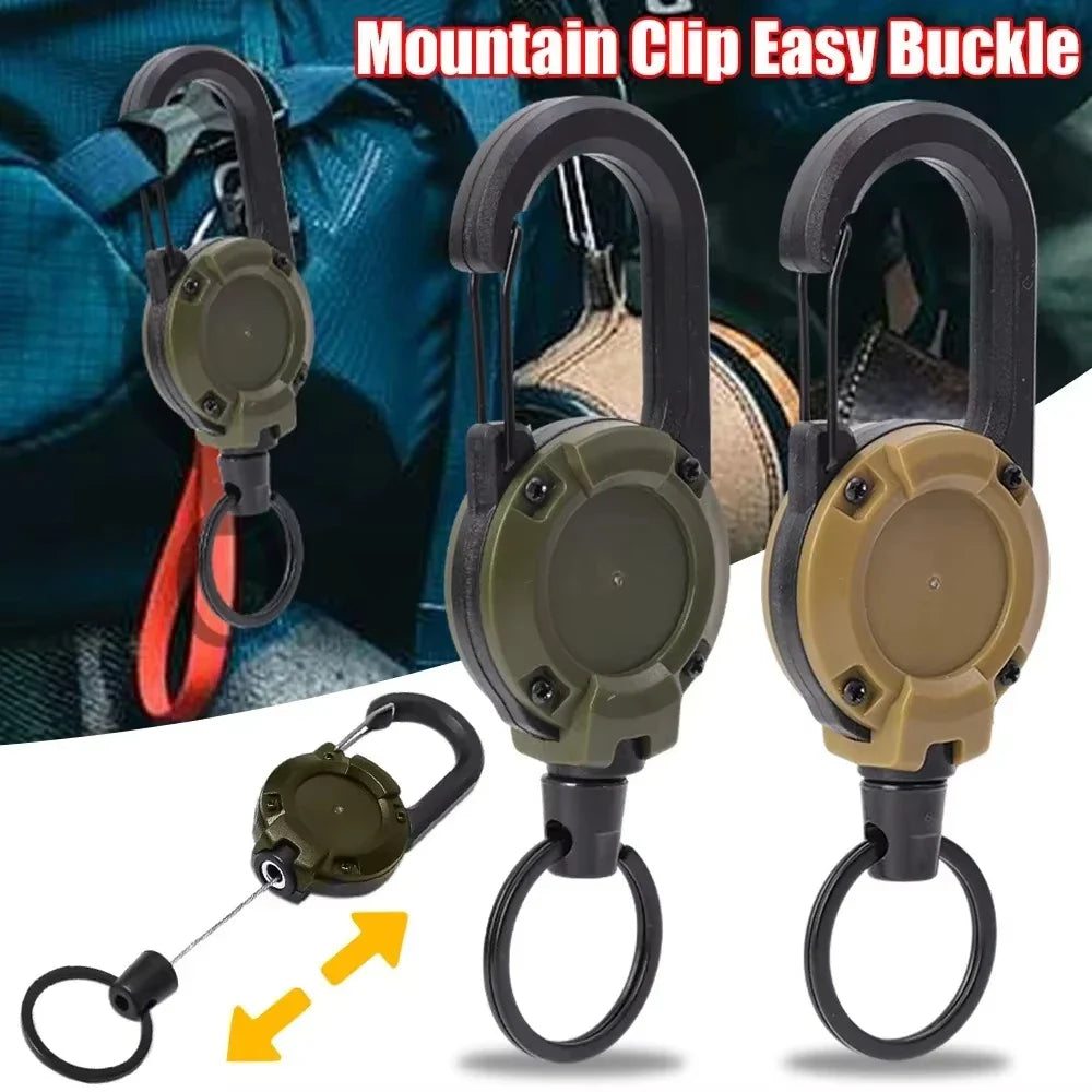Outdoor Retractable Key Chain Mountaineering Buckle Key Chain Anti-loss Anti-theft High Rebound Easy To Pull Pi-Mart