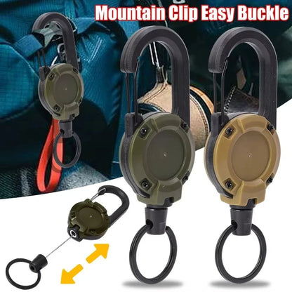 Outdoor Retractable Key Chain Mountaineering Buckle Key Chain Anti-loss Anti-theft High Rebound Easy To Pull Pi-Mart