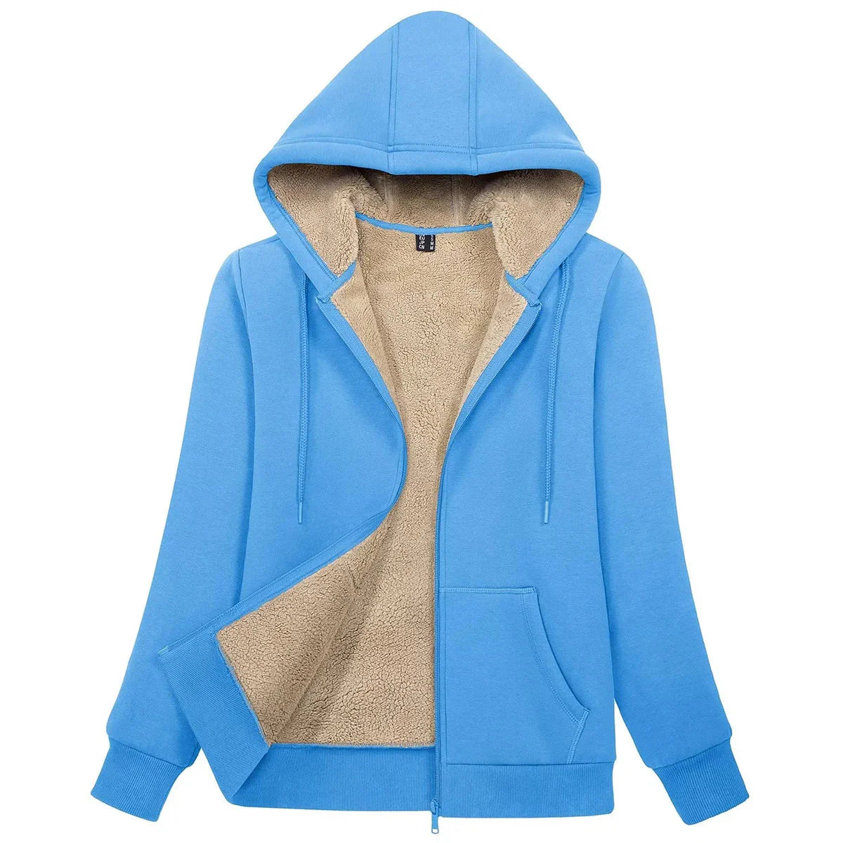 Sherpa-Lined Fleece Zip-Up Hoodie Jacket Women FitiqueFit