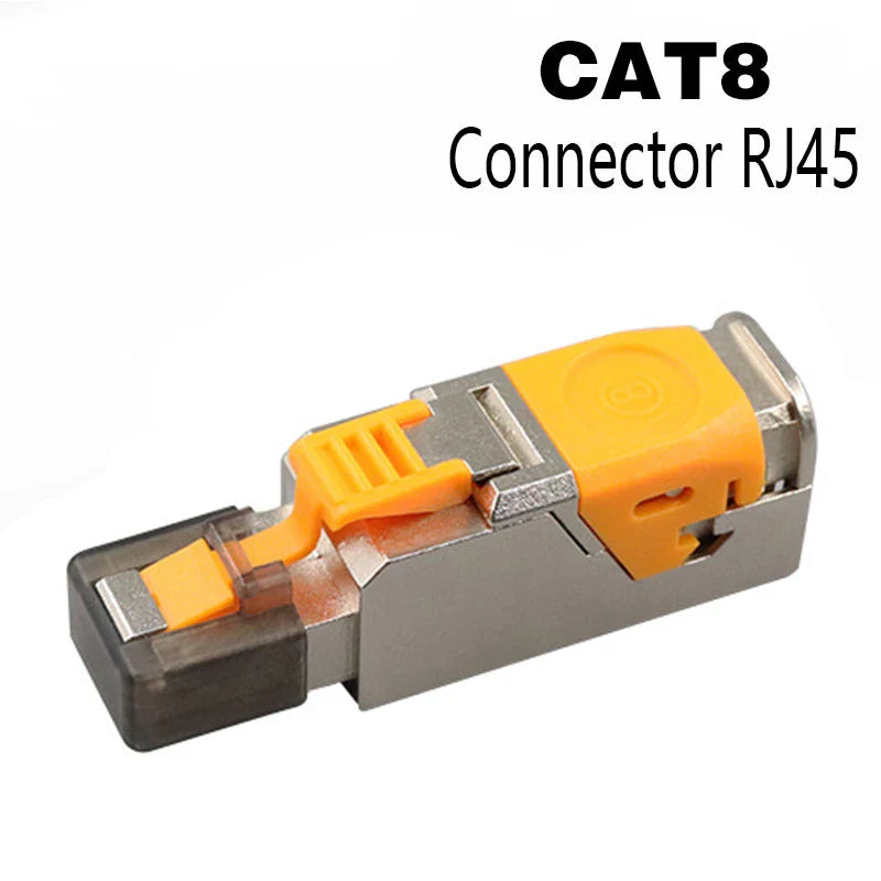 Clearance_RJ45 Cat8 Cat7 Cat6A Connectors Metal Tool Free Easy Termination Plug 2000MHz 40G LAN Cable 22AWG - 24AWG Reusable Eth Pi-Mart