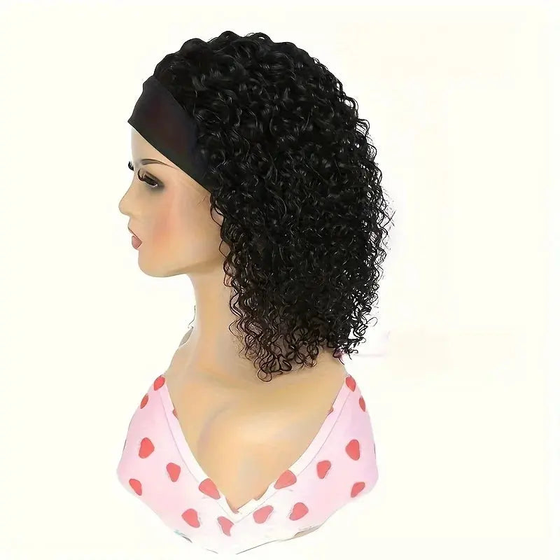 200% Density Human Hair Wig Short Headband Bob Wig Natural Black Short Curly Bob Cut Glueless Kinky Curly Headband Wig NovaCart
