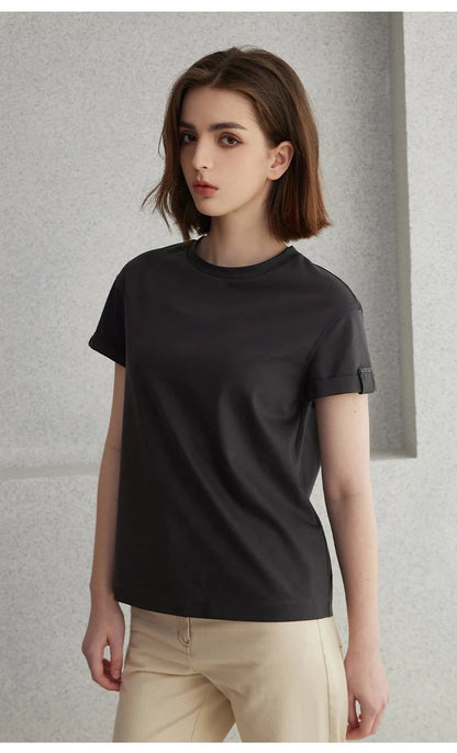 K2123L Summer Short Sleeved Clothes Premium Luxury Women's Clothing Combed Cotton Tshirts pima cotton Tee Shirt NovaCart