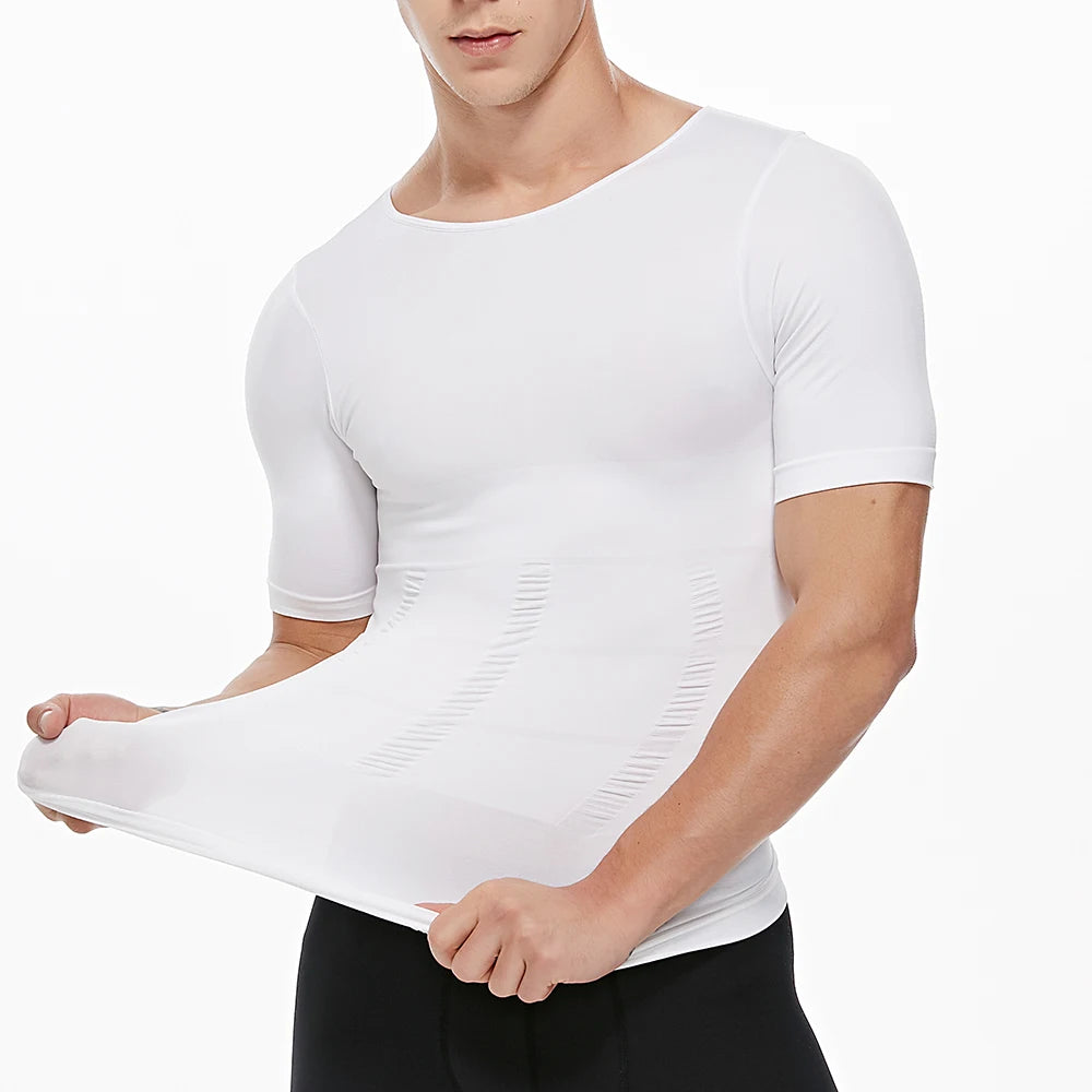 2PCS Men's Body Shaper Slimming Vest T-Shirt Elastic Slim Shapewear Compression Undershirts Tummy Control Waist Trainer Tank Top NovaCart