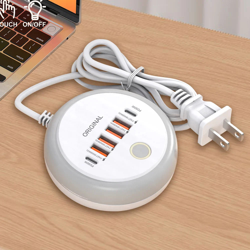 50W USB Charger Multi Ports Power Strip Socket Fast Charging Travel Charger For iPhone Samsung Xiaomi Quick Charge Phone Adapter Pi-Mart