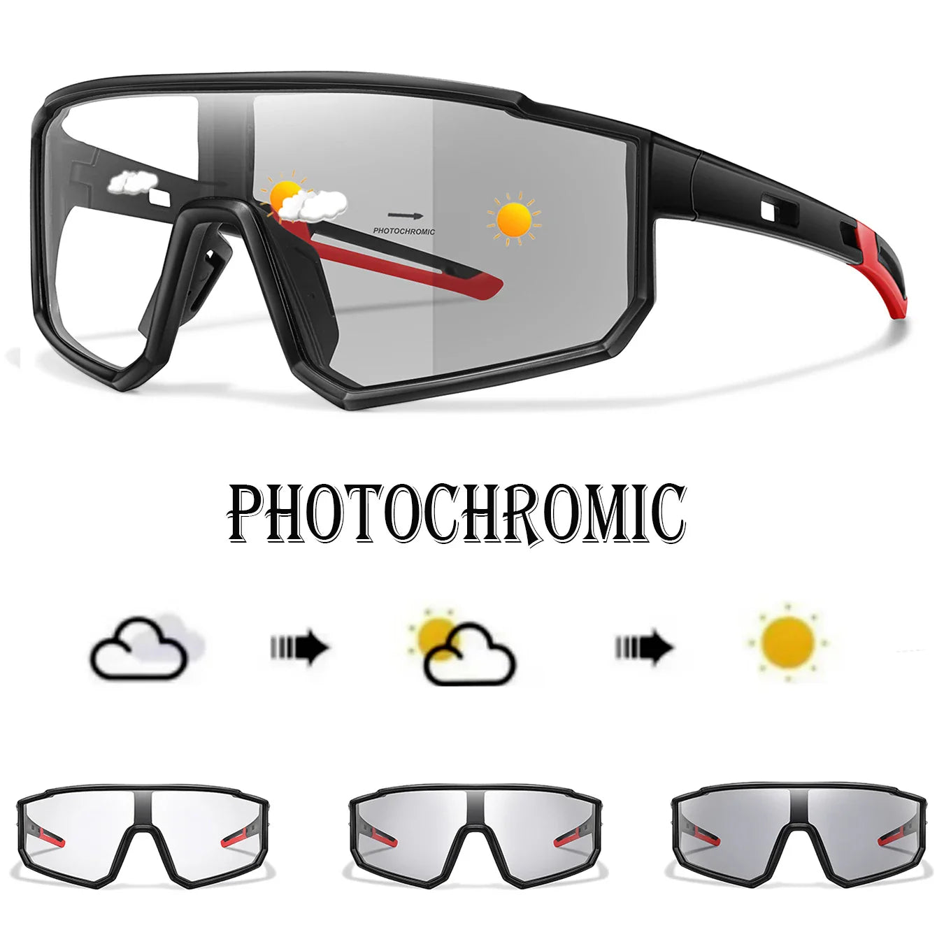 Fashion Brand Men Women Bicycle Photochromic Eyewear MTB Bike Fishing Running Cycling Sports Sunlasses Comfortable Goggles Pi-Mart